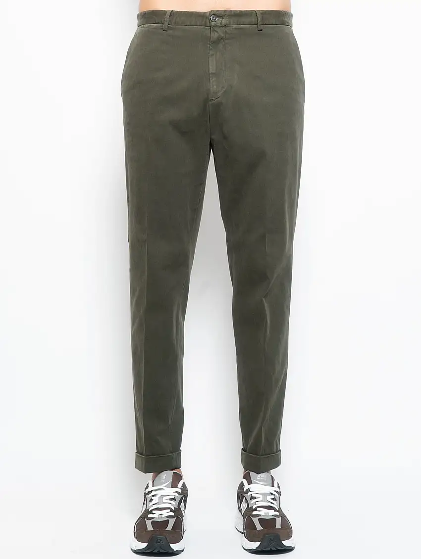 Pantaloni Chino con Elastico in Vita Verde
