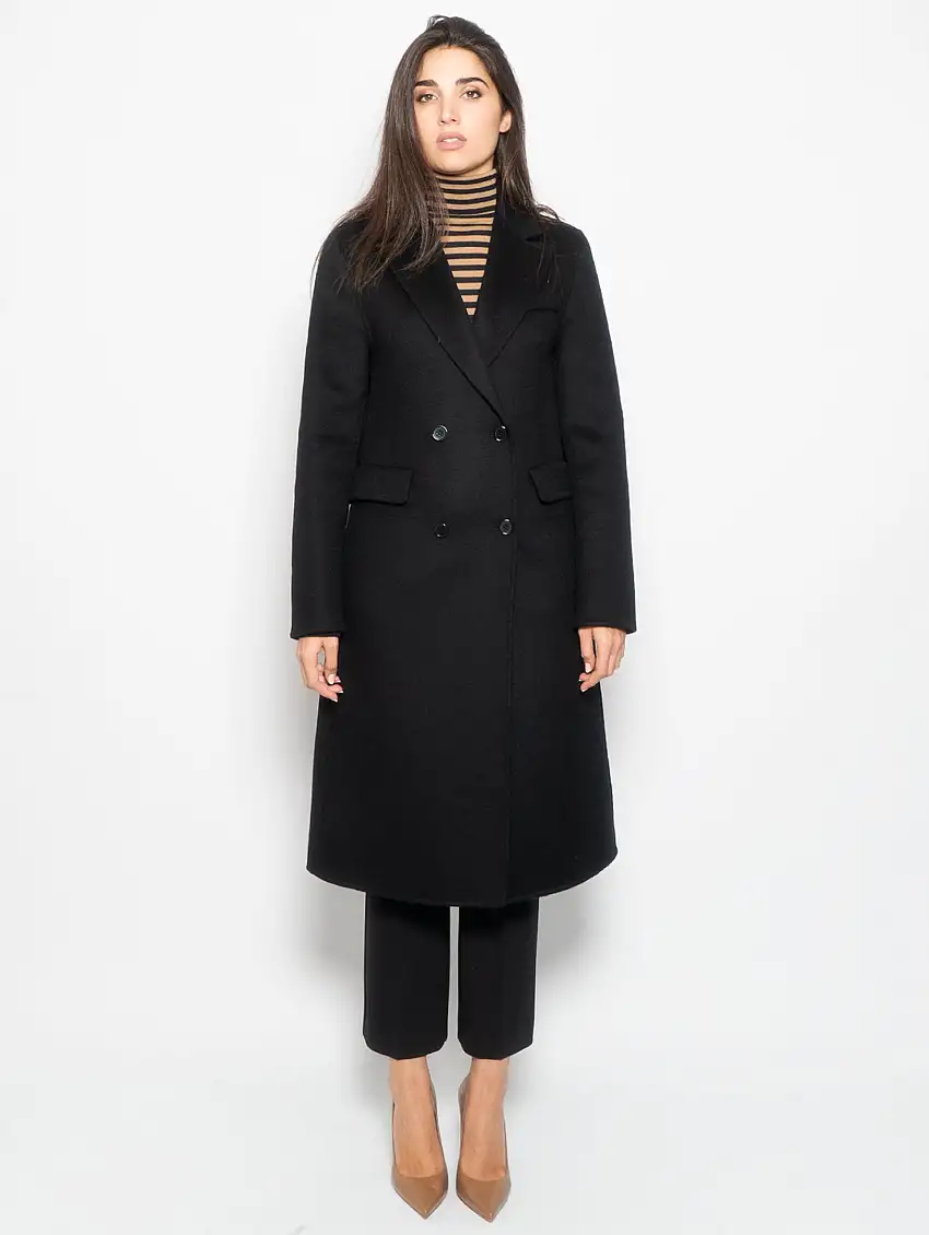 Cappotto Doppio Petto in Lana Nero