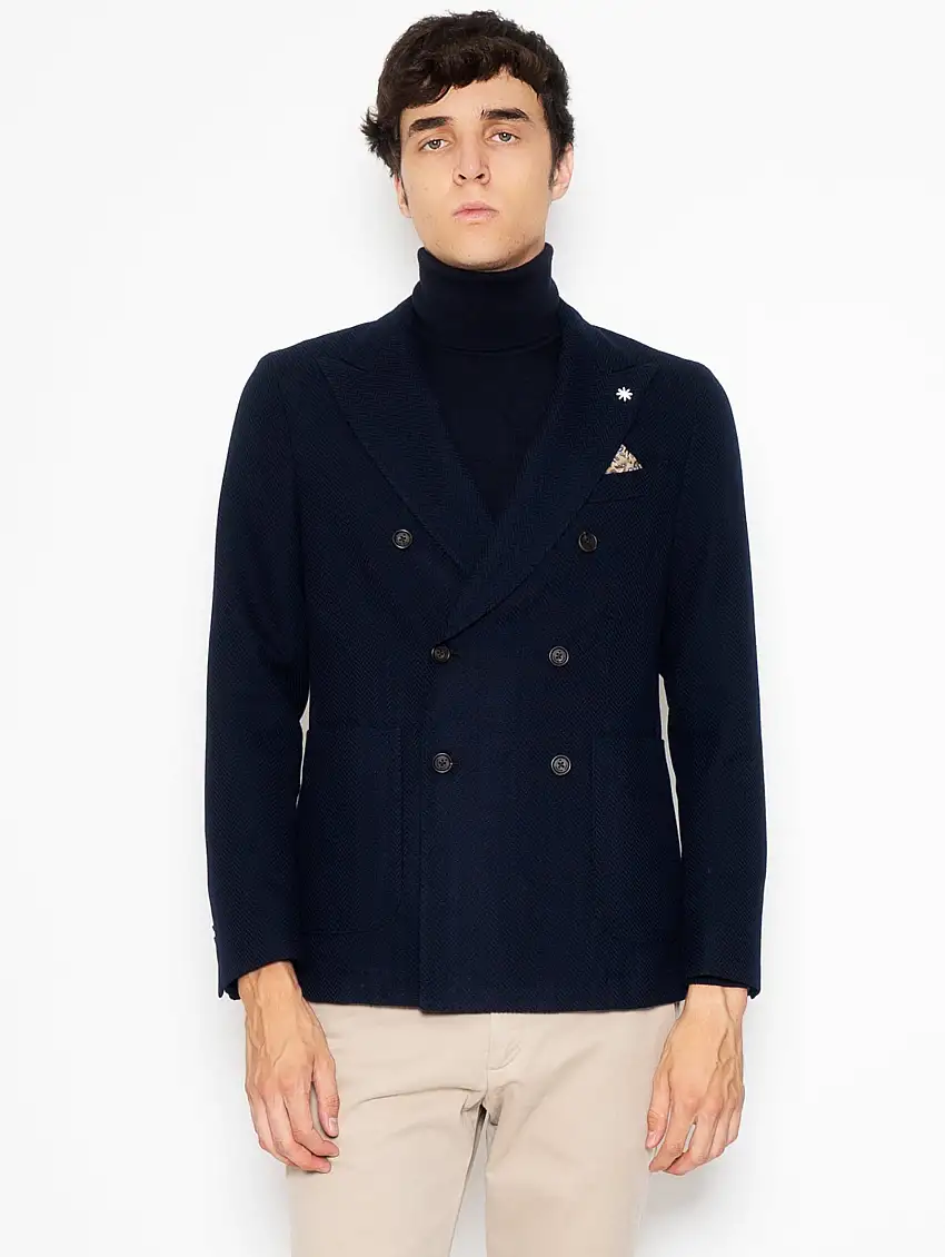 Giacca Doppio Petto Spigata Blu