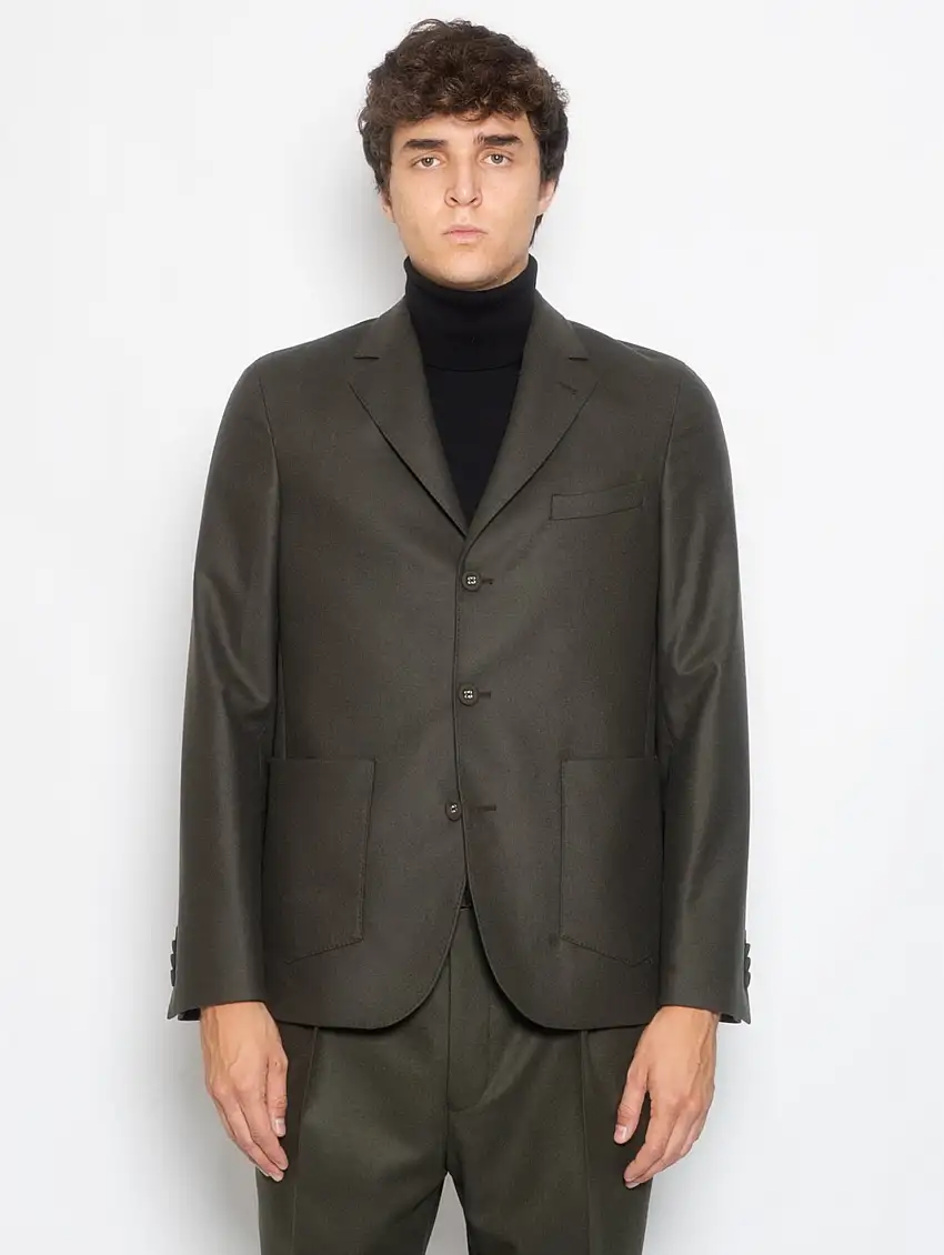 Giacca in Lana Monopetto Tene Verde Oliva