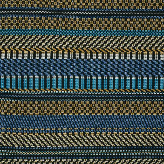 Tessuto jacquard righe blu e gialle