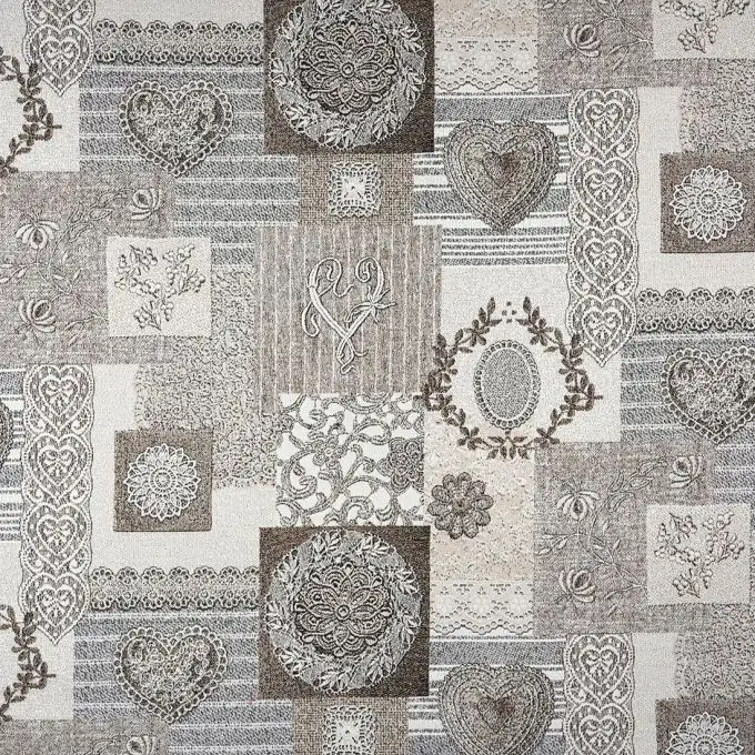 Tessuto jacquard Clara cuore beige