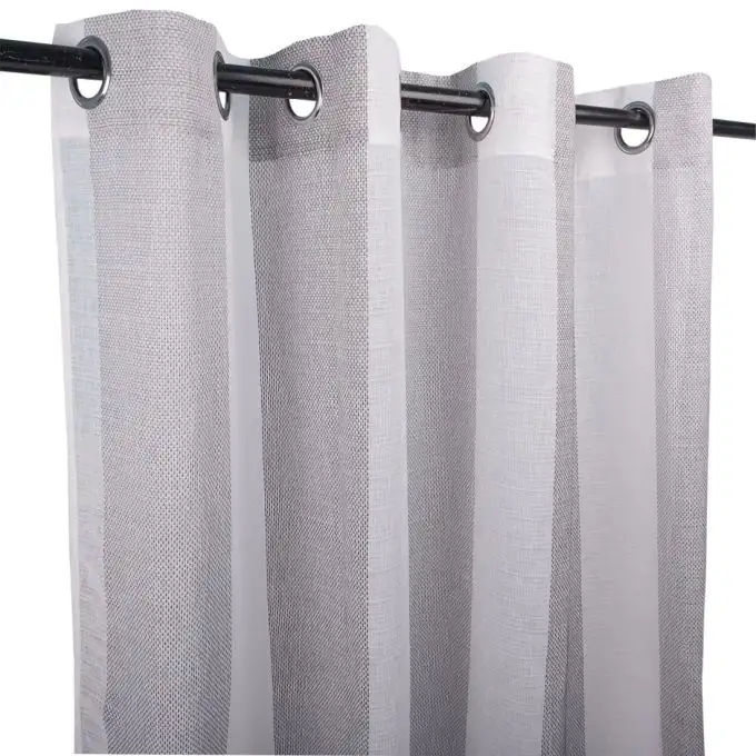 Tenda voile righe ricamate grigie