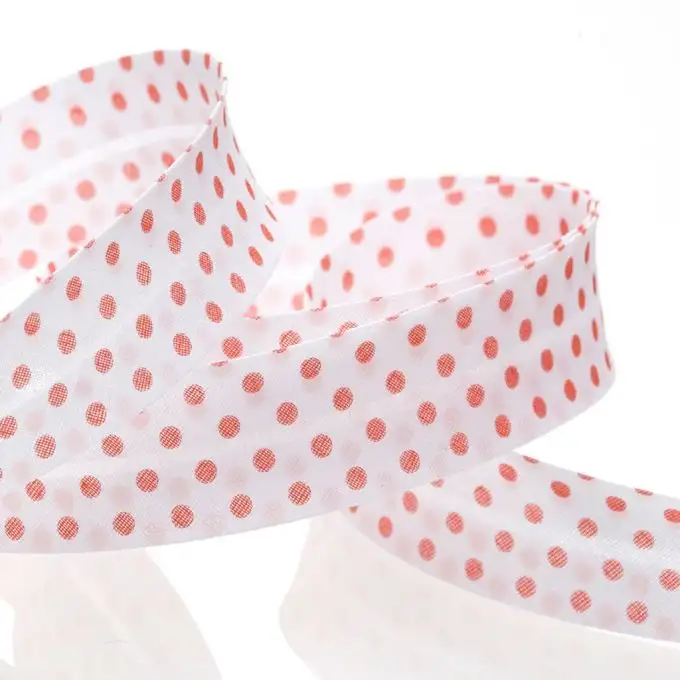 Bordo bianco a pois corallo 20 mm