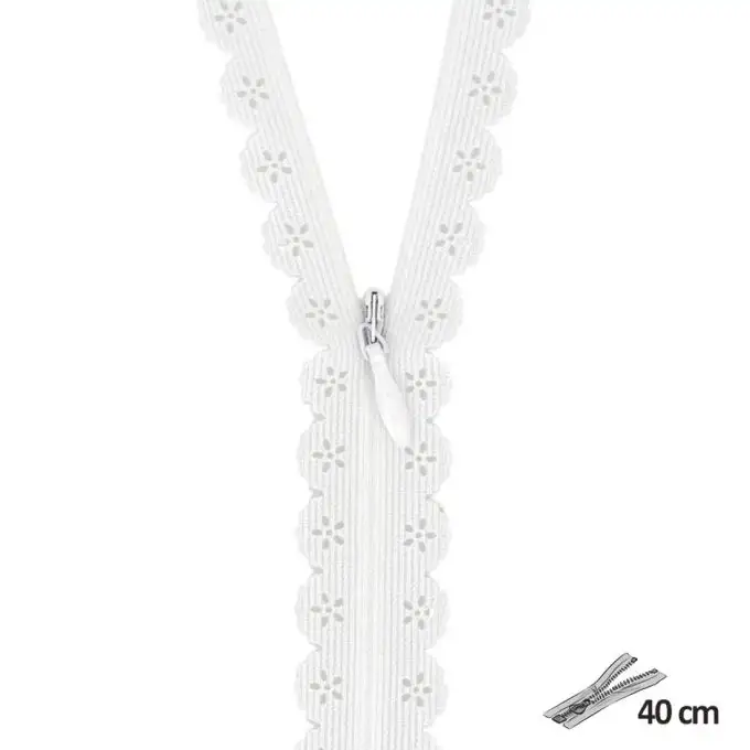 Chiusura pizzo geometrico bianco 40 cm