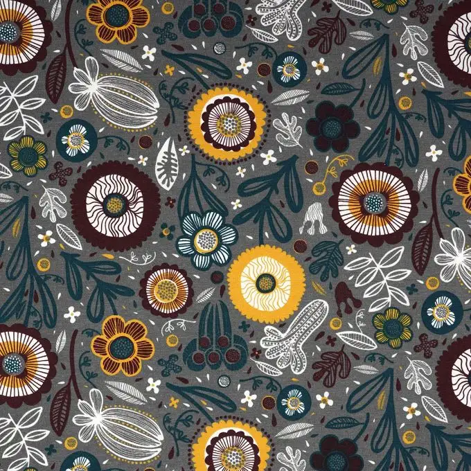 Tessuto cotone spesso botanic