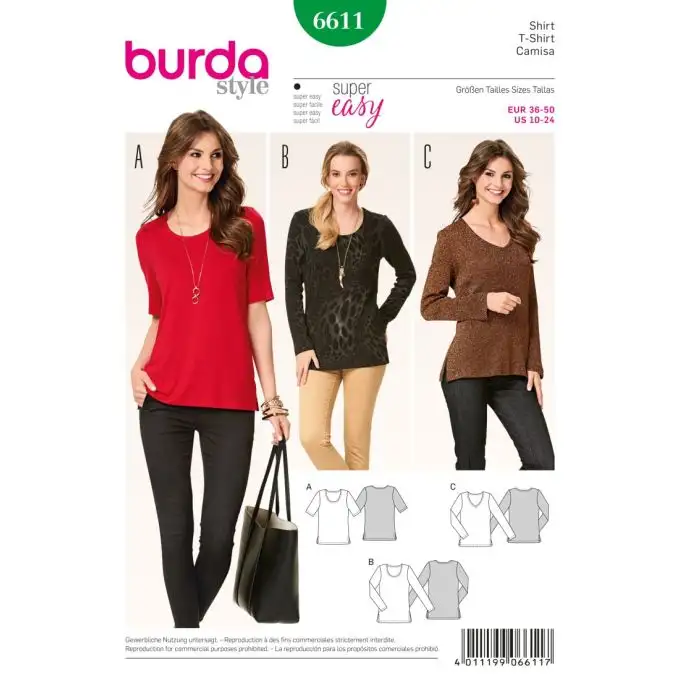 Modello burda 6611 maglietta