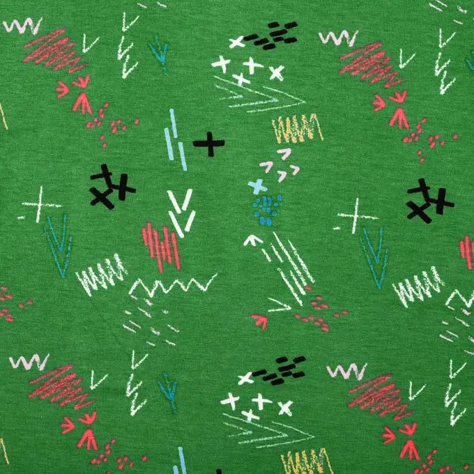 Tessuto jersey viscosa graffiti verde