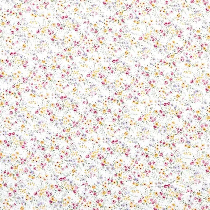 Tessuto popeline piccoli fiori rosa