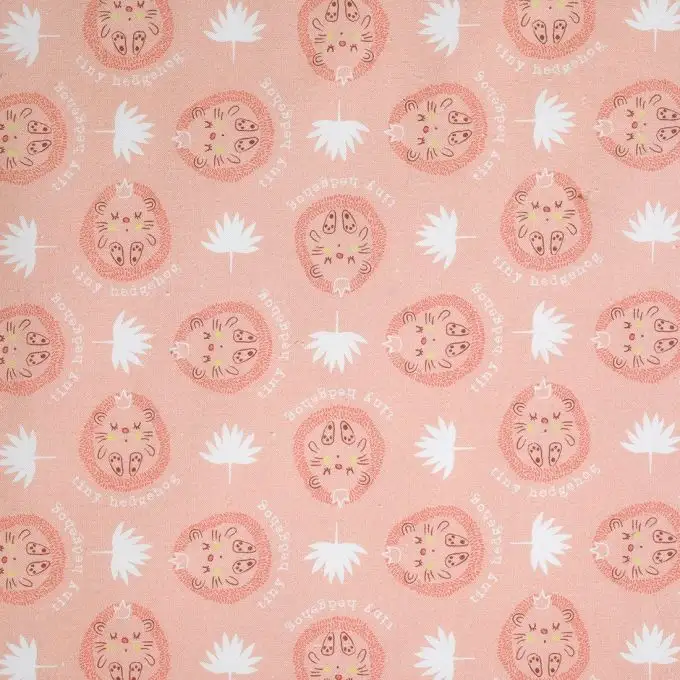 Tessuto cotone rosa stampato riccio