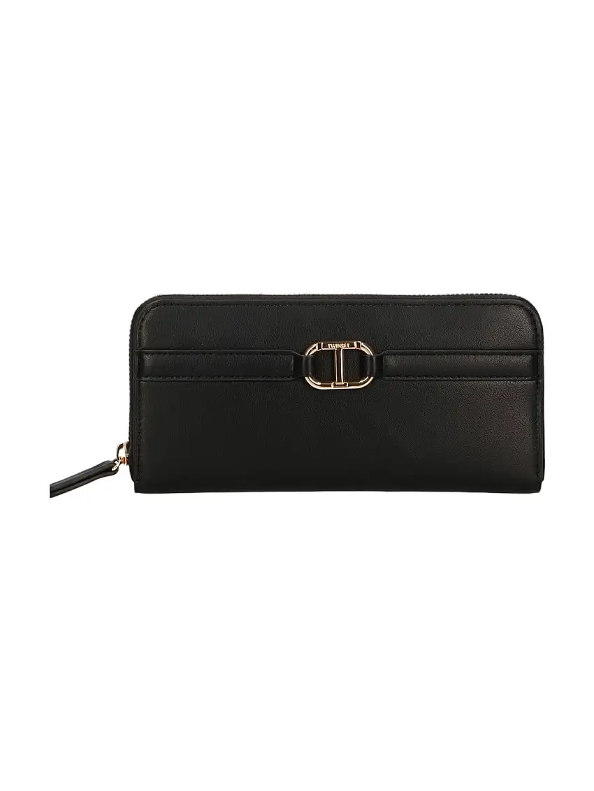 TWINSET Women's Wallet OVAL T HORSEBIT 242TB7235 00006 Black