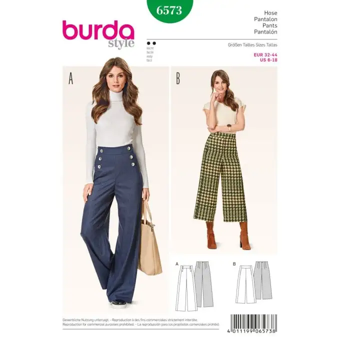 Modello burda 6573 pantalone