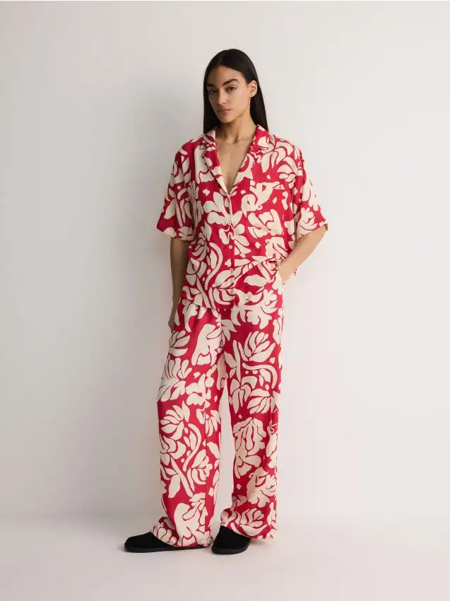 Pantaloni a fantasia misto lyocell Colore rosso