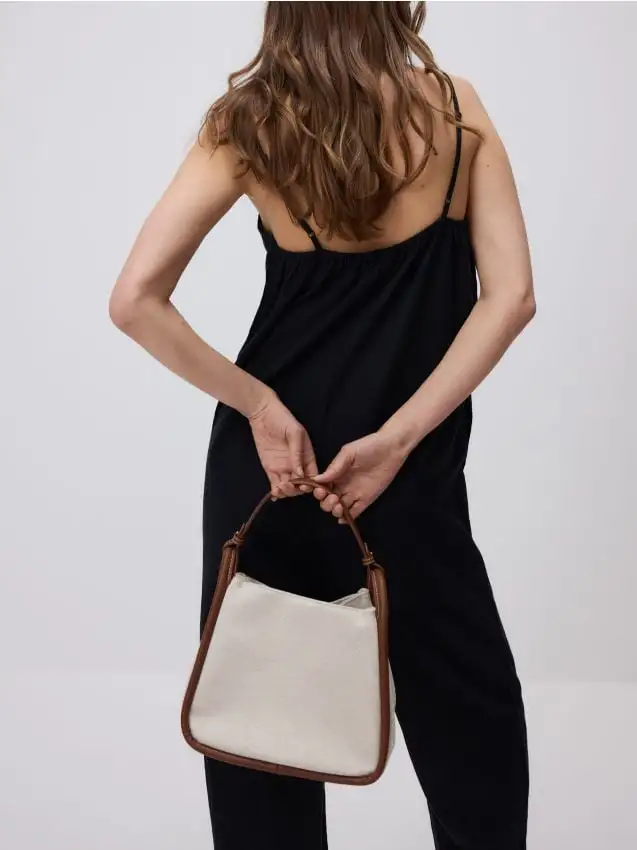 Borsa bucket jacquard Colore marrone