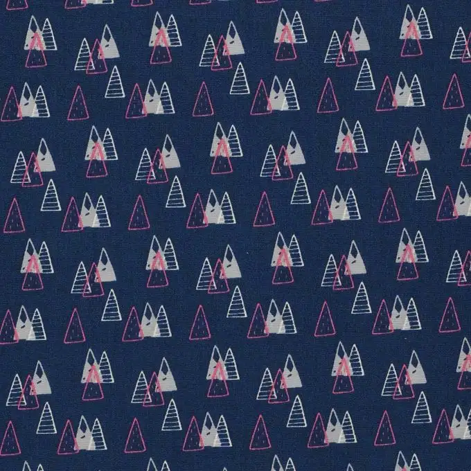 Tessuto popeline di cotone alberi geometrici