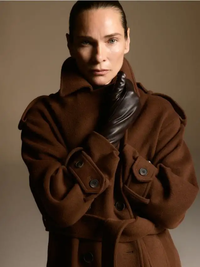 Guanti lunghi in pelle Colore marrone scuro