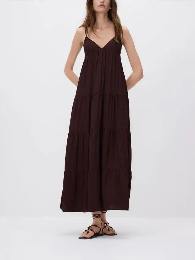 Maxi abito in viscosa Colore caffè