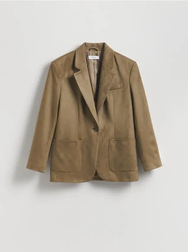 Giacca effetto scamosciato Colore verde polveroso