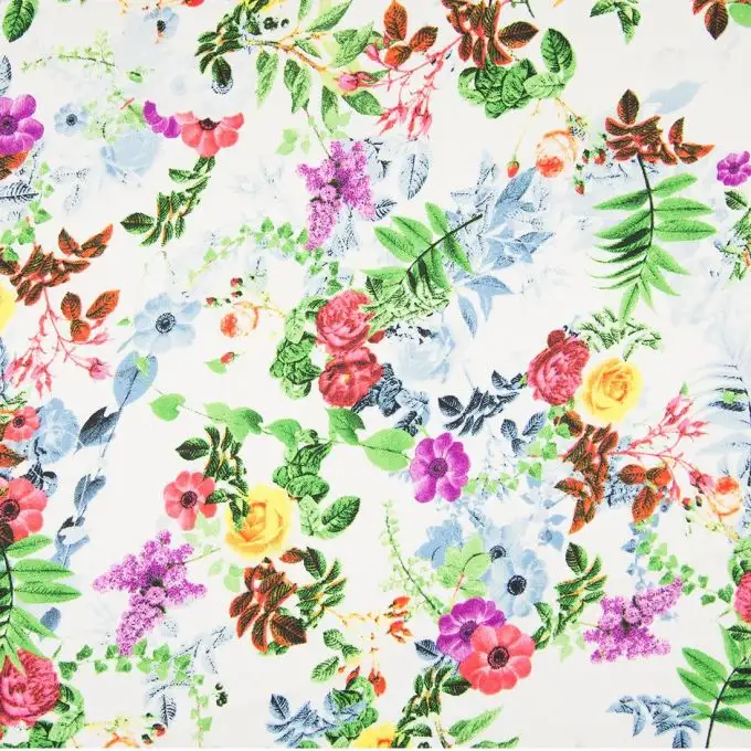 Tessuto velo di crepe fiori multicolori