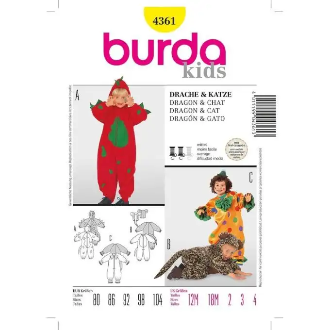 Modello drago e gatto Burda n4361 - Visto in TV