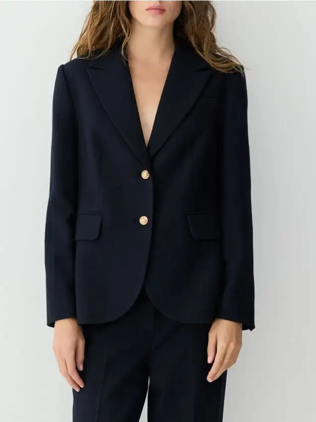 Blazer monopetto misto lana Colore blu scuro