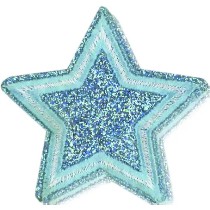 Distintivo stella glitter blu