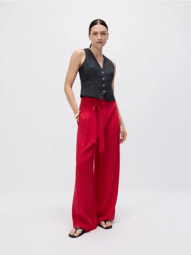 Pantaloni larghi in lyocell Colore rosso