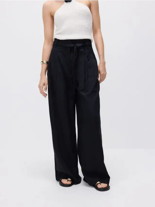 Pantaloni larghi in lyocell Colore nero