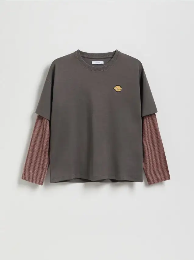 Camicia in cotone con patch Colore grigio scuro