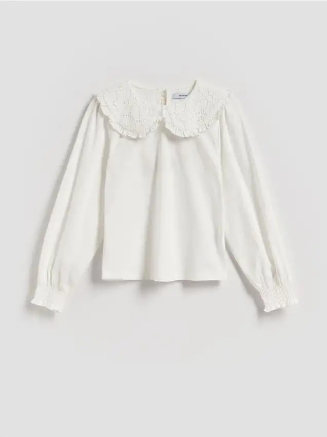 Camicetta in cotone con colletto Colore bianco