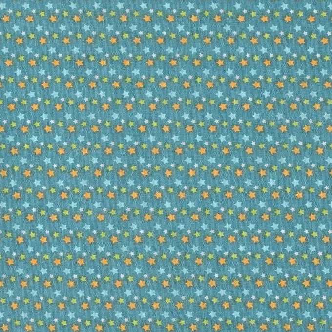 Tessuto cotone verde stelle gialle