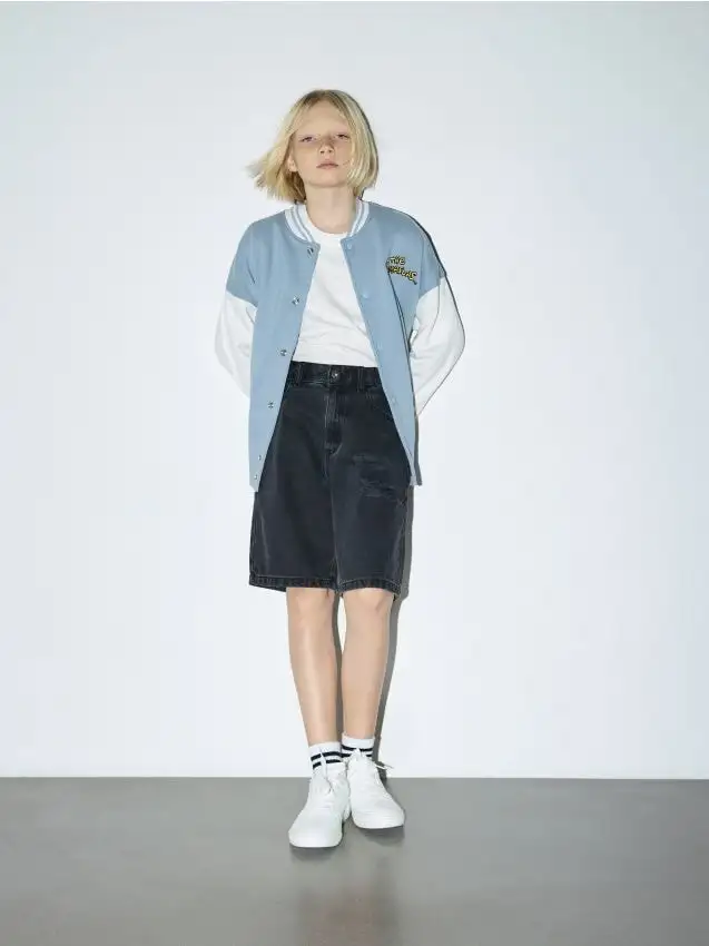 Pantaloncini in denim sbiadito Colore nero