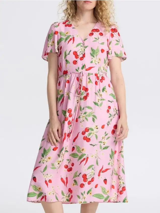 Abito midi stampato in viscosa Colore multicolore