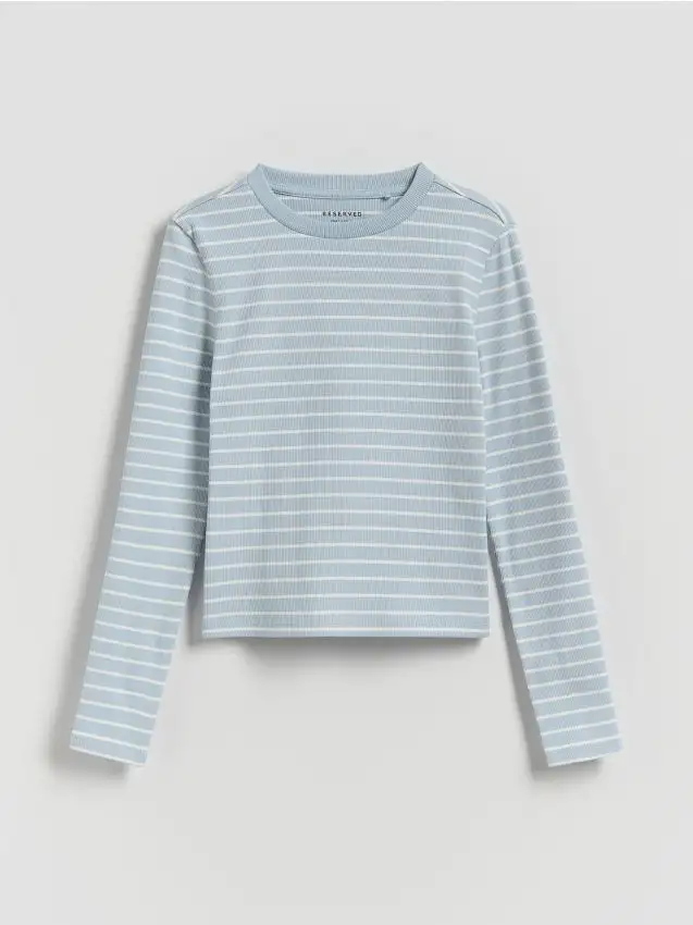Maglietta a maniche lunghe a righe Colore blu pallido