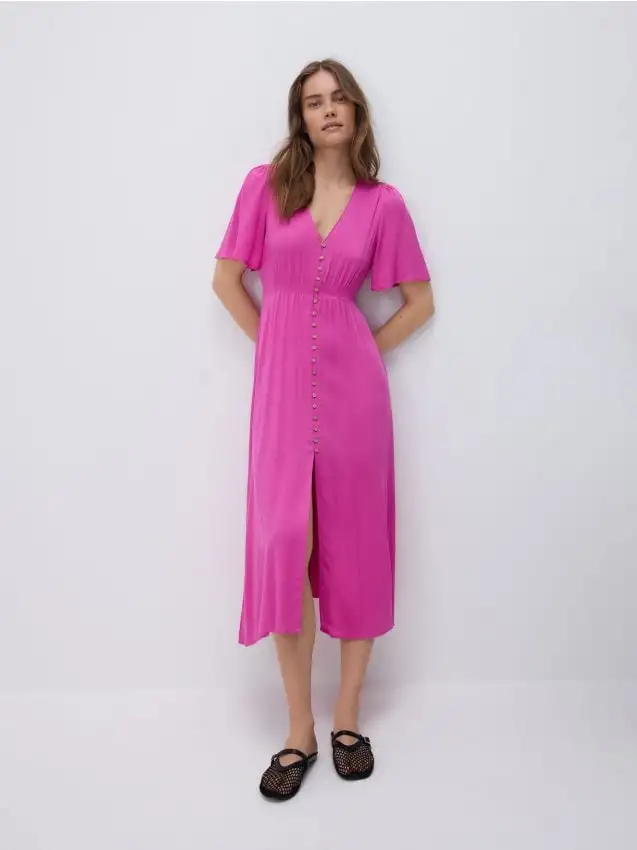 Abito midi Colore fucsia