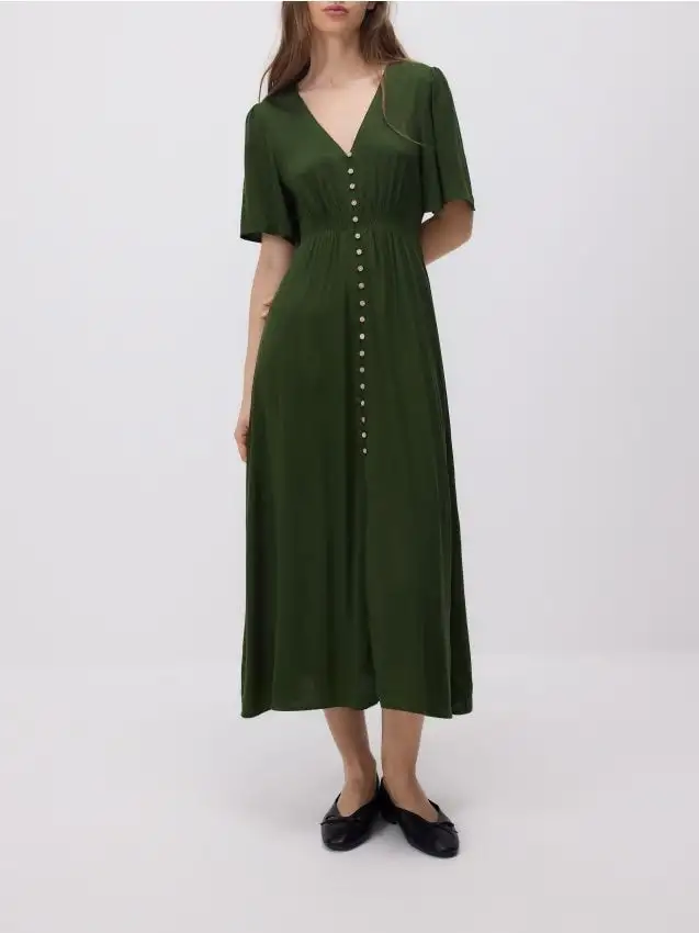 Abito midi Colore verde scuro