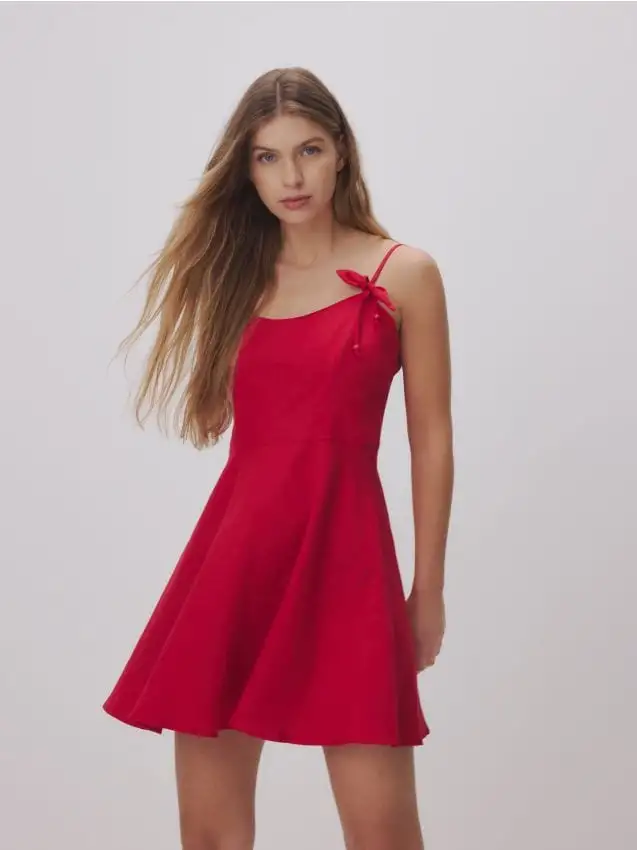 Mini vestito con fiocchi Colore rosso