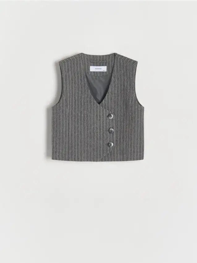 Gilet elegante a righe Colore grigio scuro