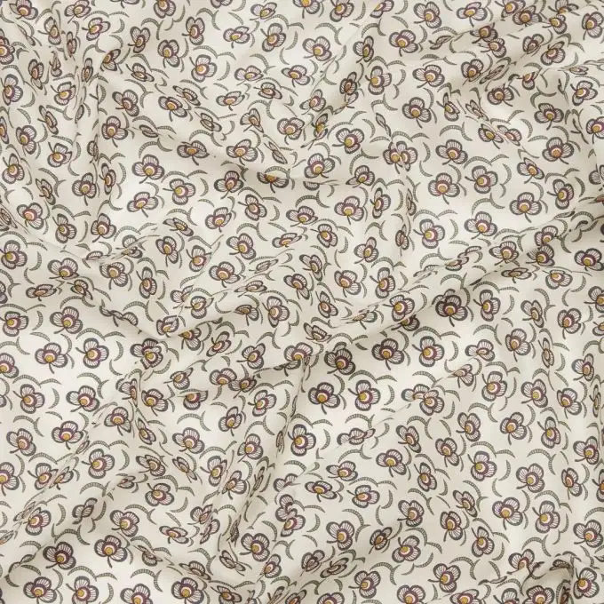 Popeline di cotone liberty clover cascade ecru