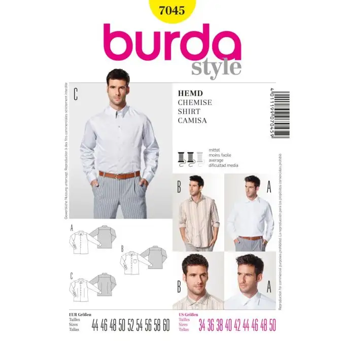 Modello camicia uomo - Burda n7045