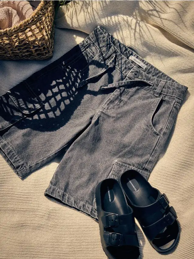 Shorts in denim Colore nero