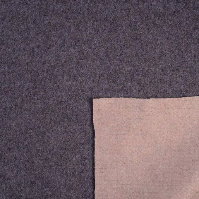 Tessuto in lana reversibile viola e rosa