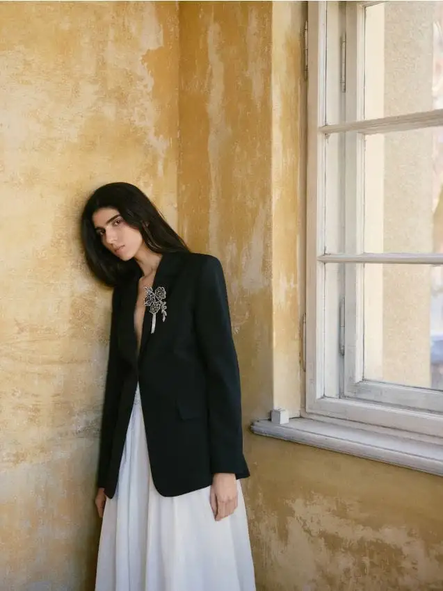 Blazer slim fit in misto lana Colore nero