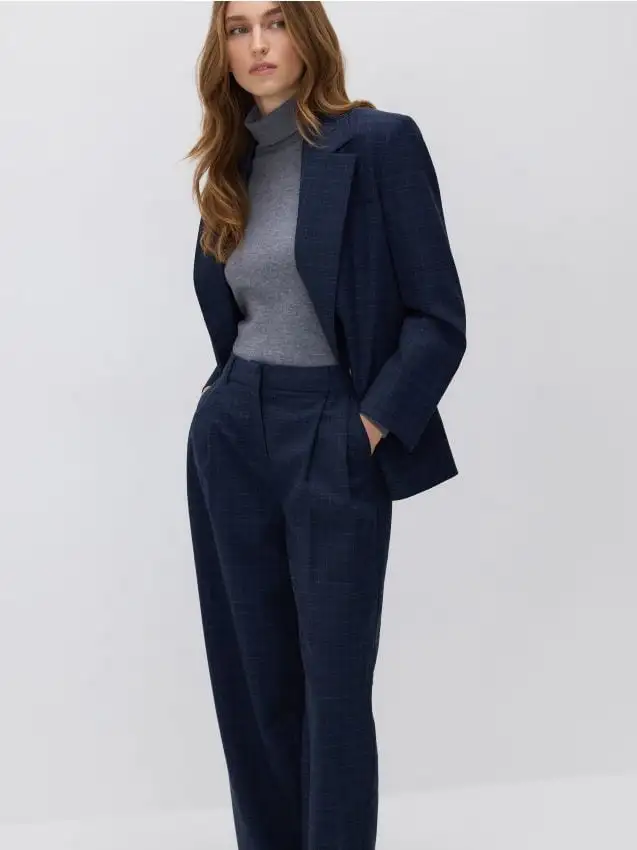 Pantaloni a quadri Colore blu scuro