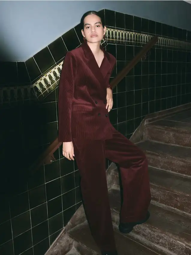 Pantaloni di velluto a coste Colore mogano