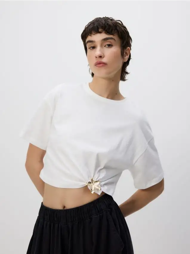 T‑shirt con dettaglio decorativo Colore bianco