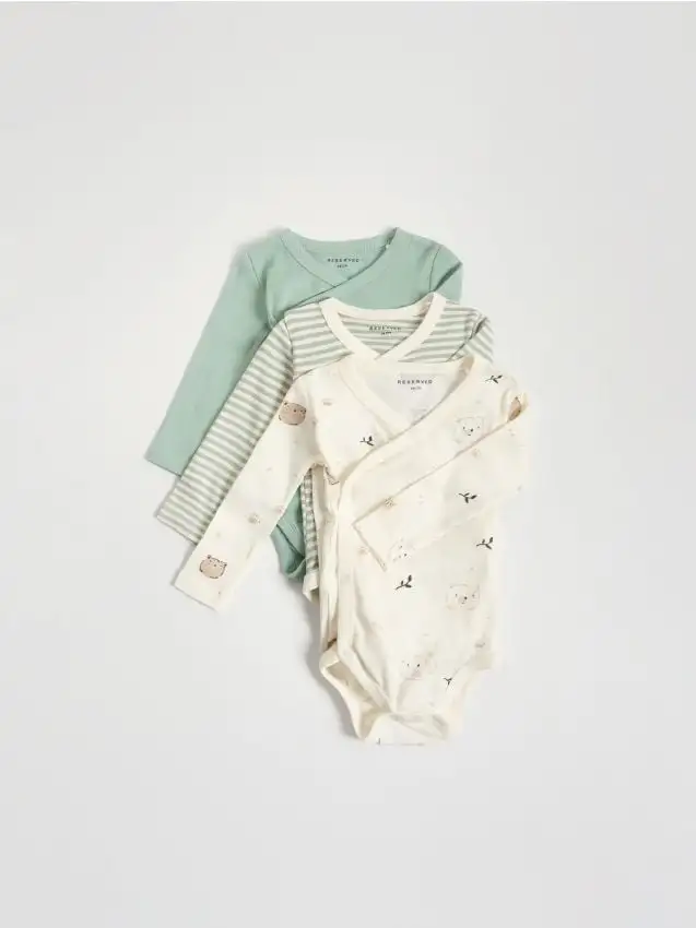 Confezione da 3 body in cotone Colore verde chiaro