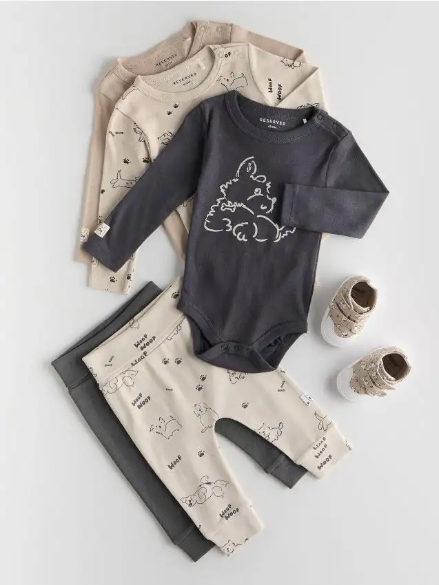 Confezione da 3 body in cotone Colore beige