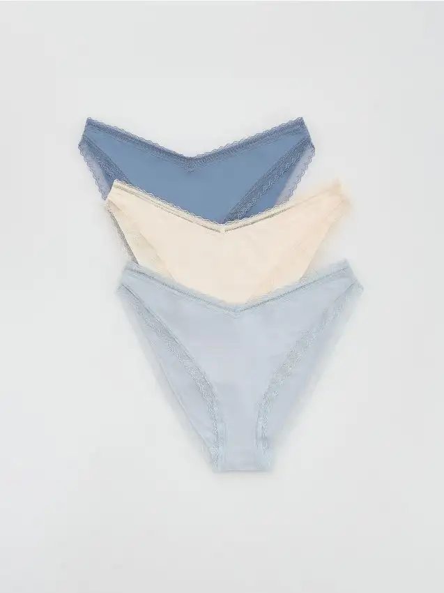 Confezione da 3 slip tipo bikini Colore blu pallido