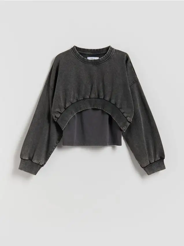 Felpa con top Colore nero